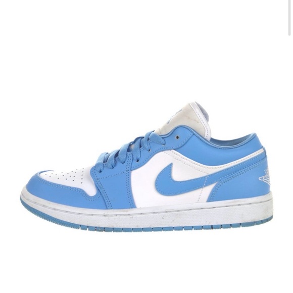 Nike Sky Blue and White Low-Top Jordan 1 Low UNC Sneakers - Picture 2 of 6